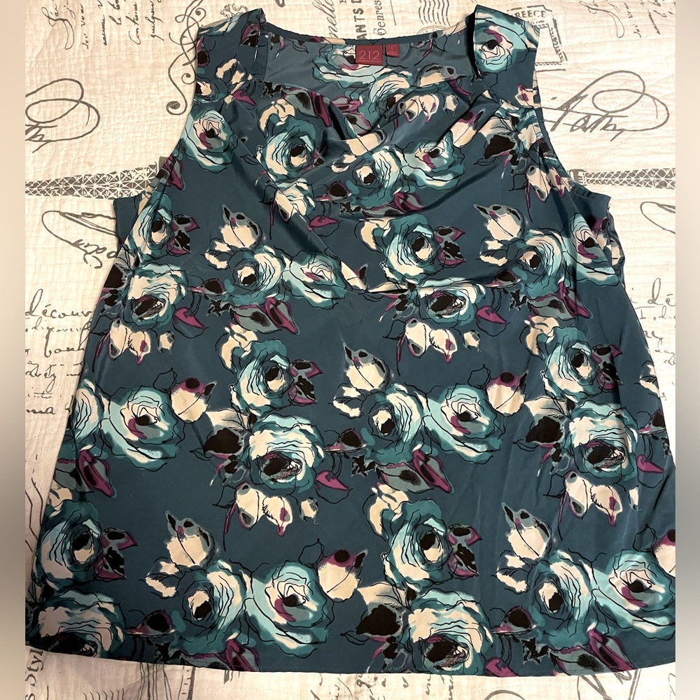 212 Collection floral print drape neck blouse size L